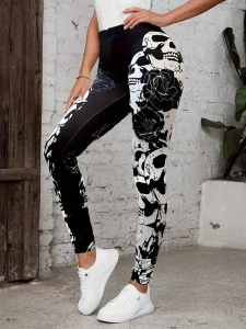 Legíny Skull Black Rose