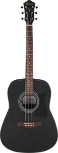 IBANEZ Jampack Acoustic Guitar Set 6-String - Weathered Black Open Pore + Gig Bag, Strap, Tuner & Picks