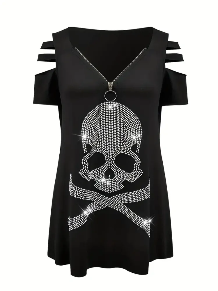 Tričko s výřezem Diamond Skull