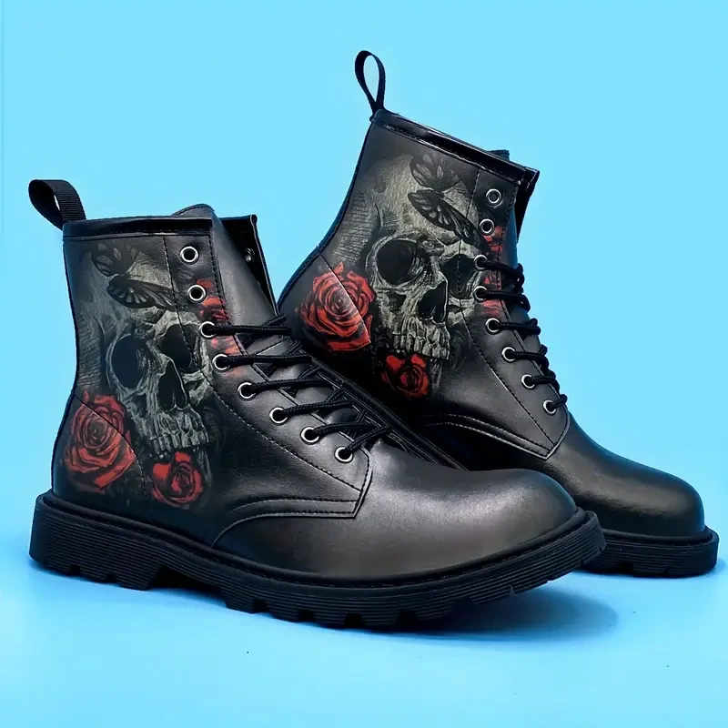 Boty Black Skull Rose