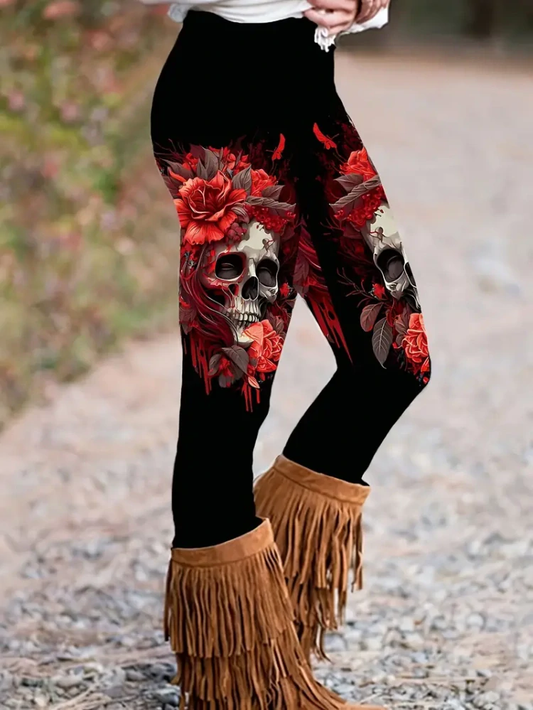 Legíny Skull Red Rose