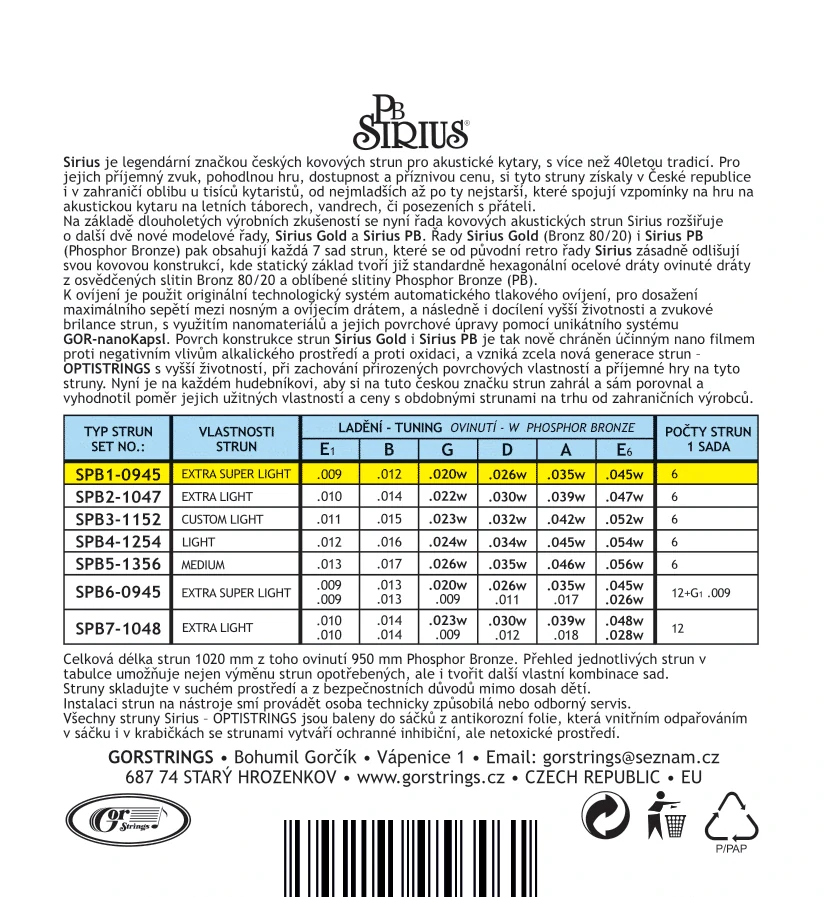 Gorstrings SPB1-0945 Phosphor Bronz Optistrings-akustika