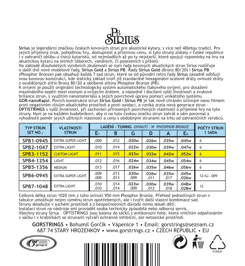 Gorstrings SPB3-1152 Phosphor Bronz Optistrings-akustika