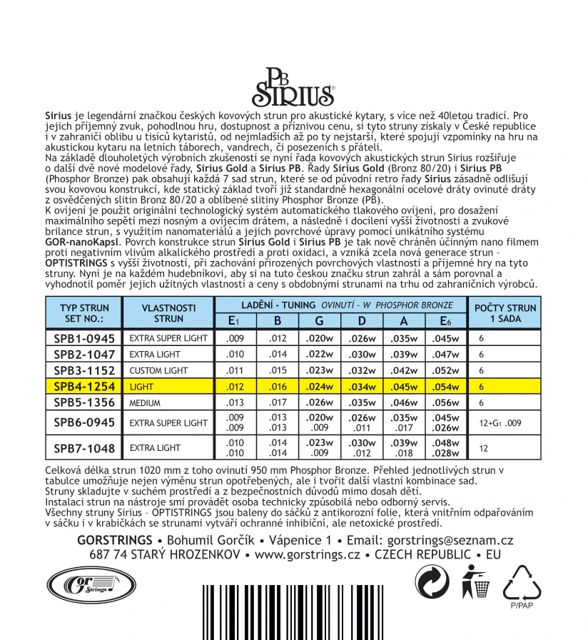 Gorstrings SPB4-1254 Phosphor Bronz Optistrings-akustika