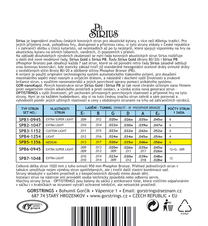 Gorstrings SPB5-1356 Phosphor Bronz Optistrings-akustika