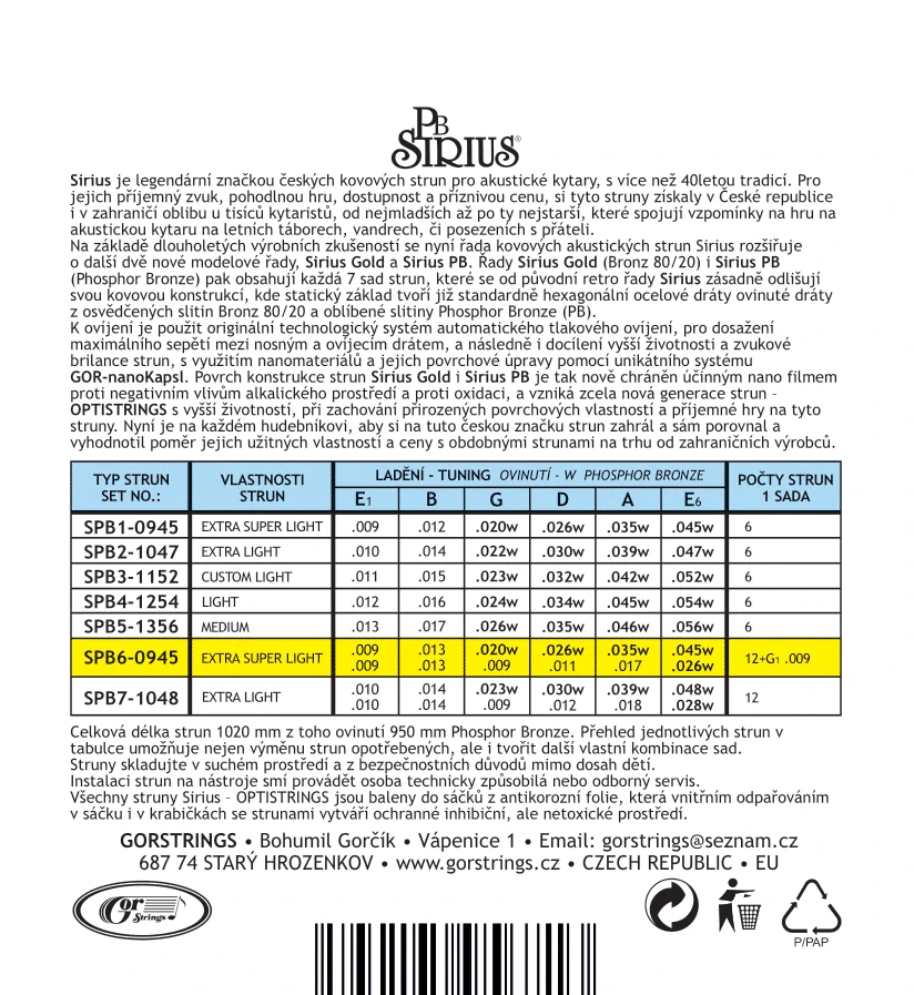 Gorstrings SPB6-0945 12 Phosphor Bronz Optistrings-akustika 12strunná