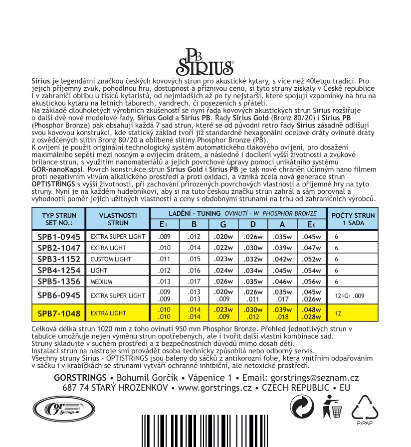 Gorstrings SPB7-1048 12 Phosphor Bronz Optistrings-akustika 12strunná