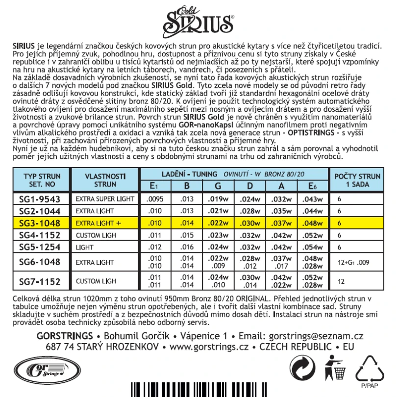Gorstrings SG3-1048 Optistrings Bronze 80-/20-akustika