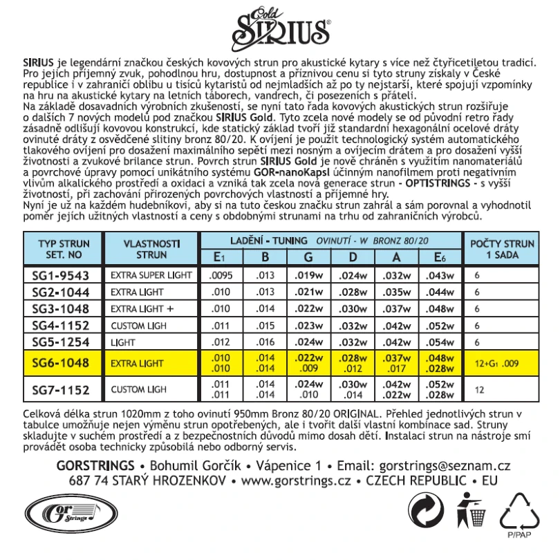 Gorstrings SG6-1048 Optistrings Bronze 80-/20-akustika 12strunná