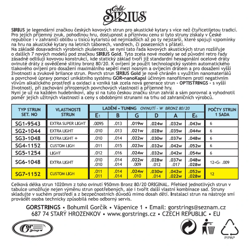 Gorstrings SG7-1152 Optistrings Bronze 80-/20-akustika 12strunná