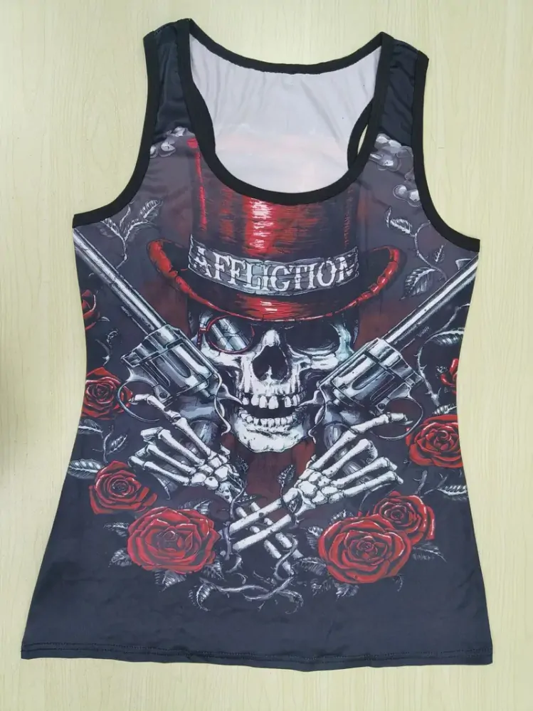 Tričko Guns Skull Roses