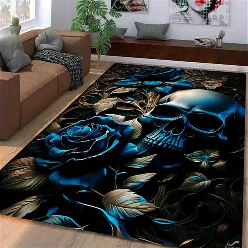 Koberec Modré Růže a Lebky