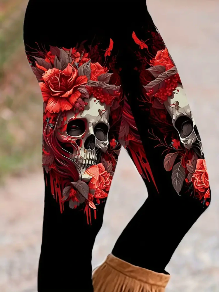 Legíny Skull Red Rose