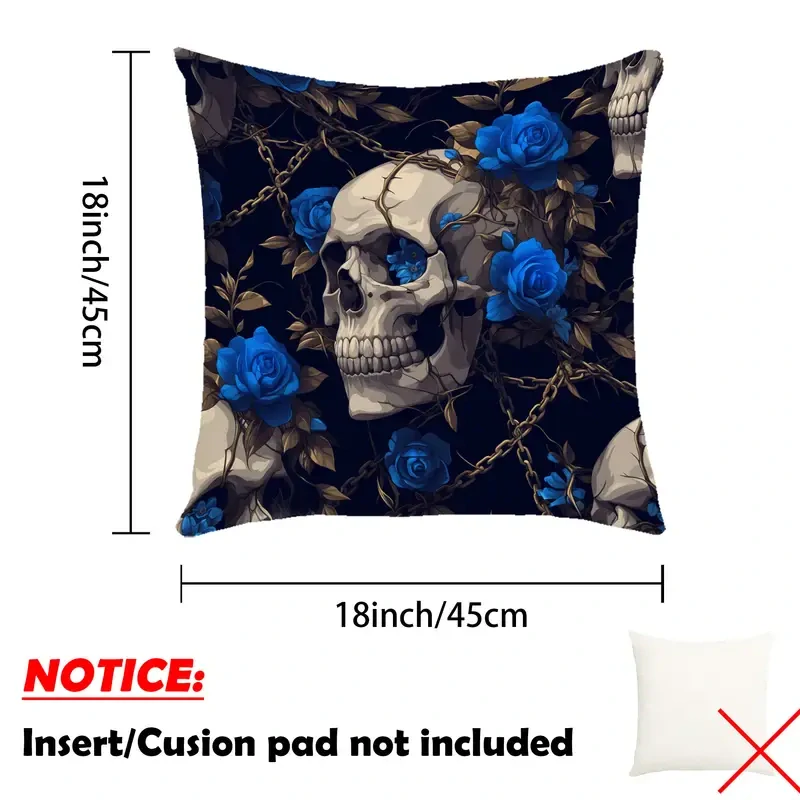 Povlaky na polštáře Skull Blue Rose