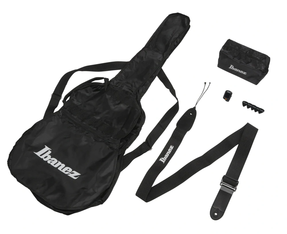 IBANEZ Jampack Acoustic Guitar Set 6-String - Weathered Black Open Pore + Gig Bag, Strap, Tuner & Picks